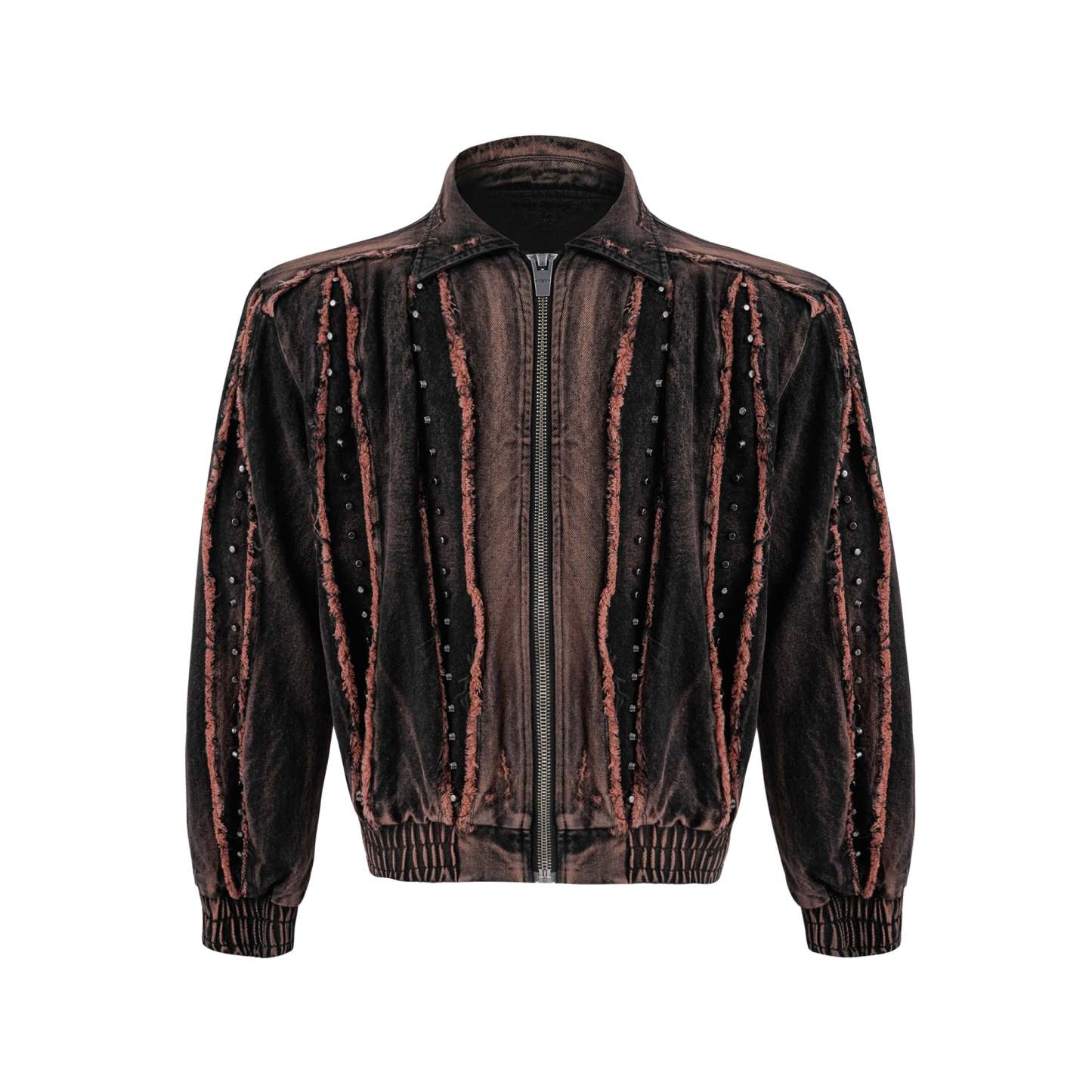 【24s Sep.】Vintage Distressed Metal Rivet Fringe Denim Jacket-IYAMIUIO