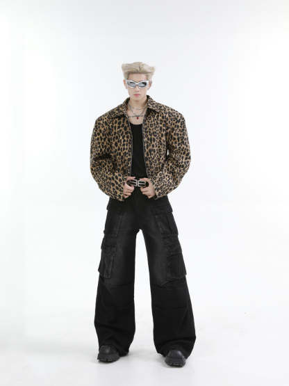 【24s Oct.】Leopard Washed Denim Vintage Jacket-IYAMIUIO