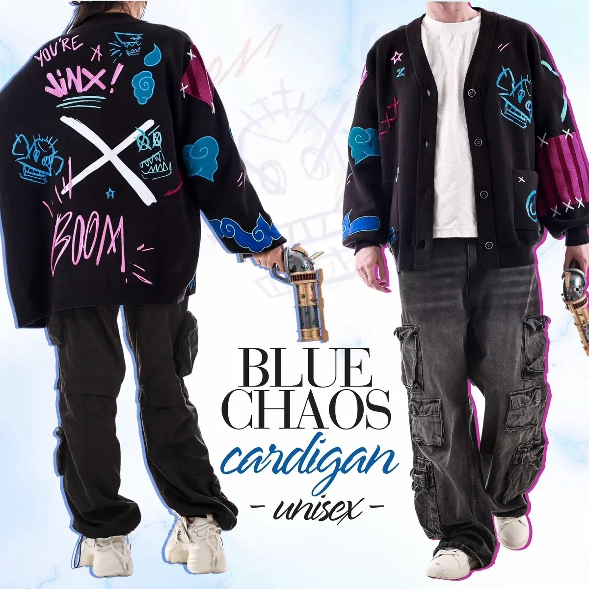 JINX Blue Chaos Cardigan-IYAMIUIO
