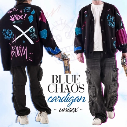 JINX Blue Chaos Cardigan-IYAMIUIO