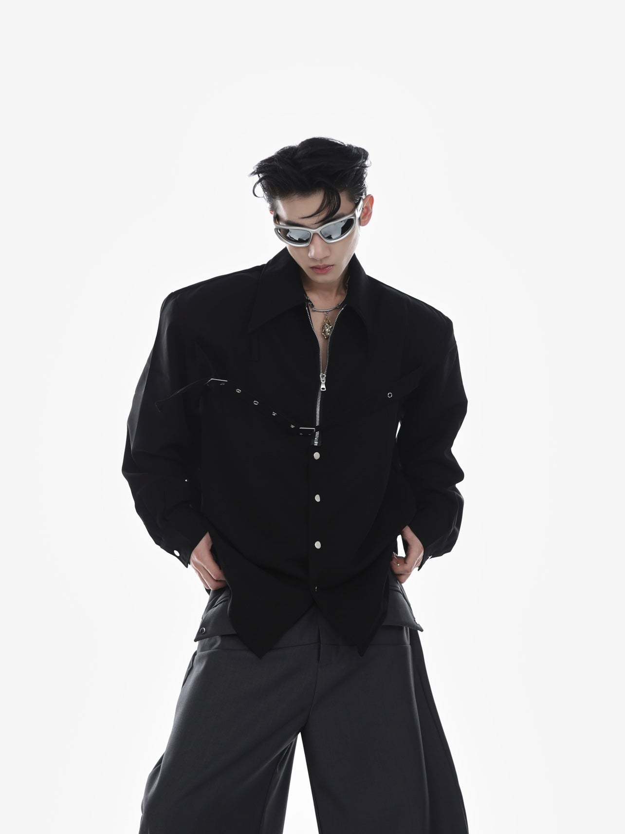 【23s Mar.】Zip Long Sleeve Camisole Shirt-IYAMIUIO