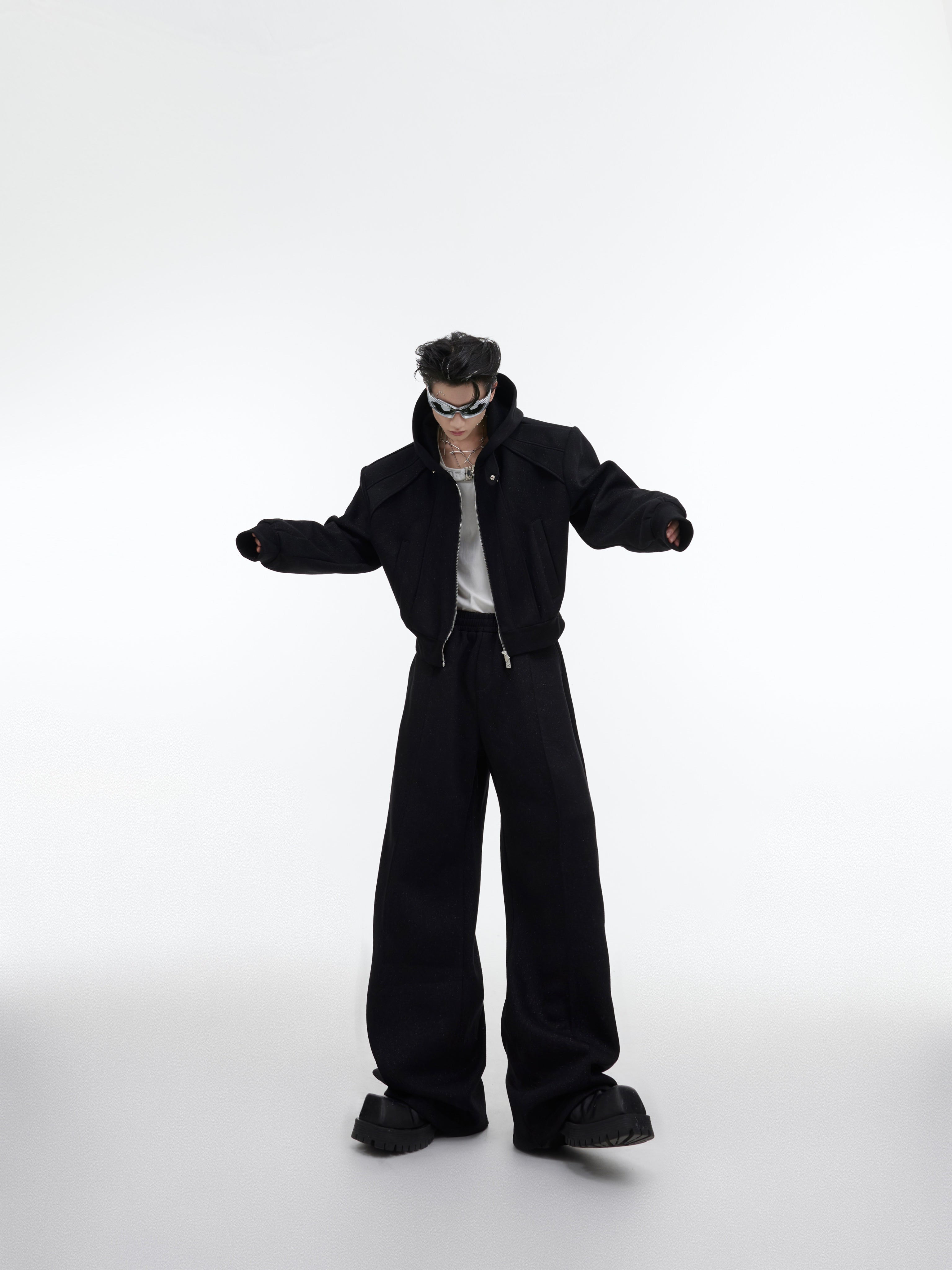 【23s October.】Fine Sparkly Hooded Sweatshirt Set-IYAMIUIO