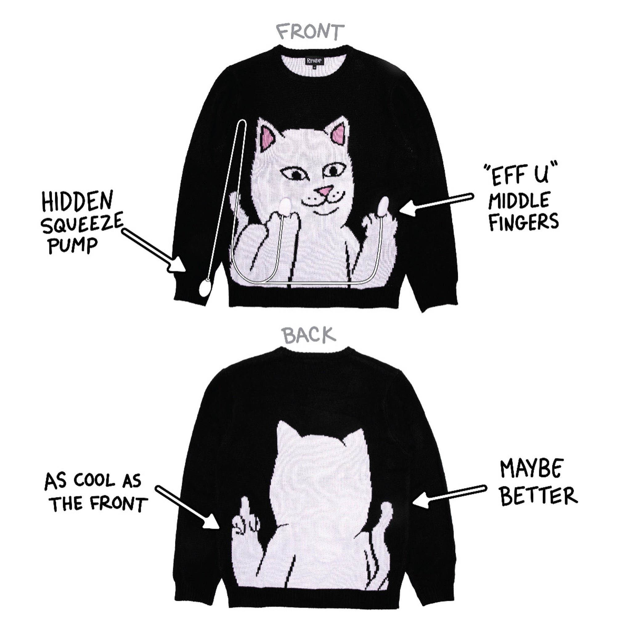 Lord Nermal Flippy Knitty Sweater (Black)-IYAMIUIO