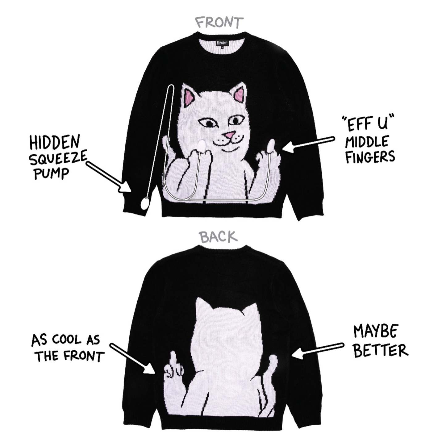 Lord Nermal Flippy Knitty Sweater (Black)-IYAMIUIO