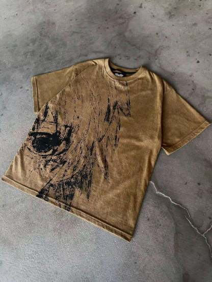 "Ghoul" T-shirt (Dark Beige)-IYAMIUIO