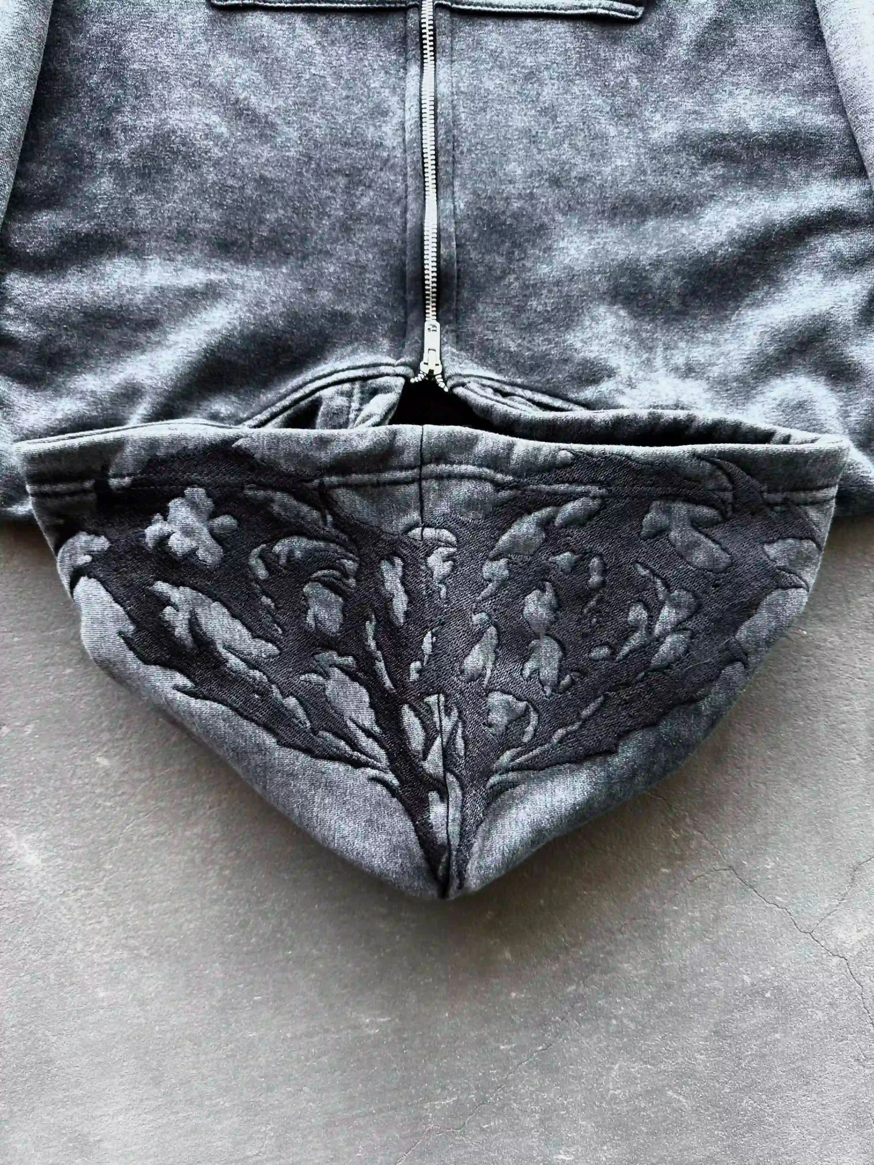 “Ghoul” ZIP-UP (Washed Black)-IYAMIUIO