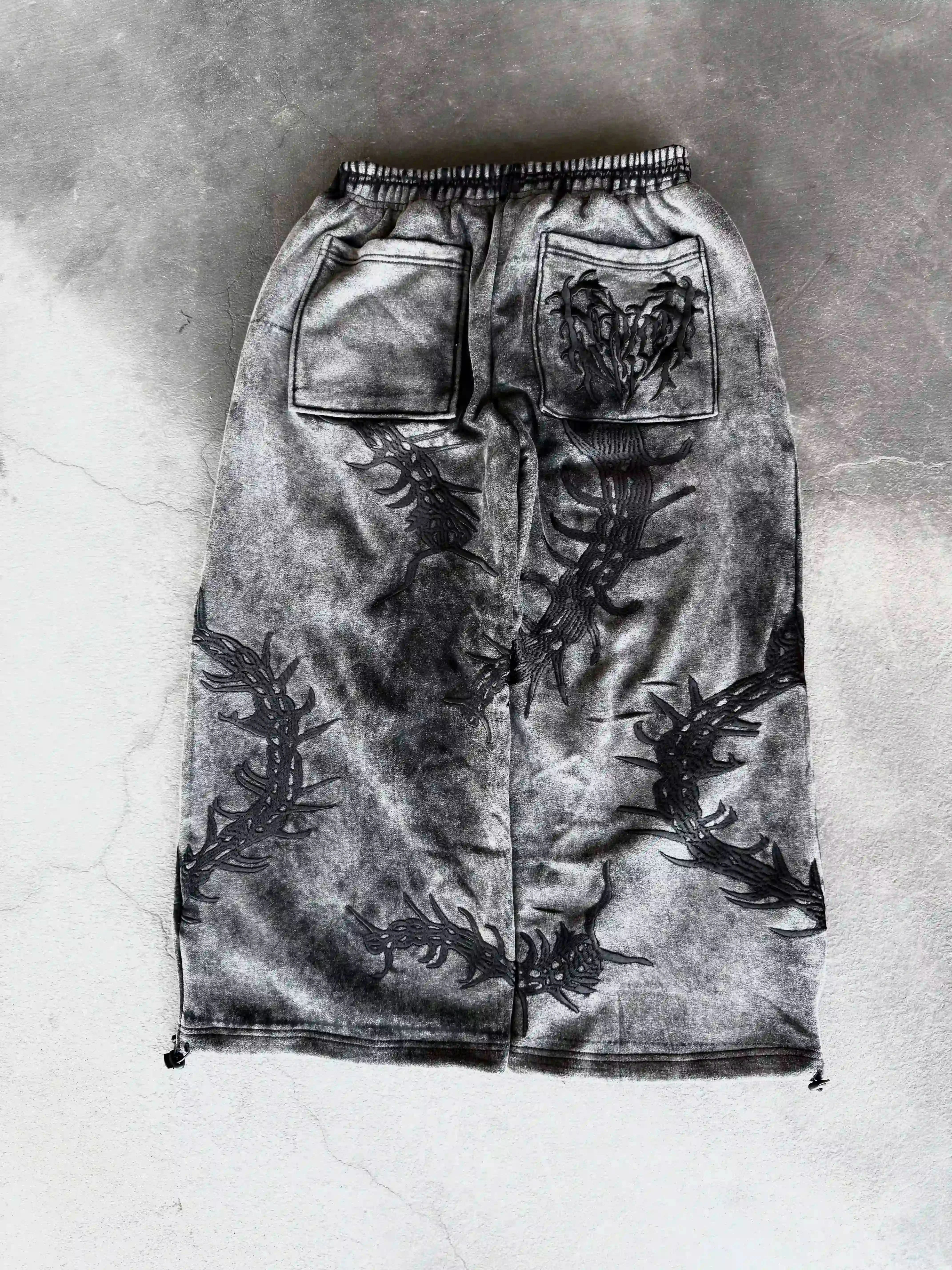 “Ghoul” Sweats (Washed Black)-IYAMIUIO