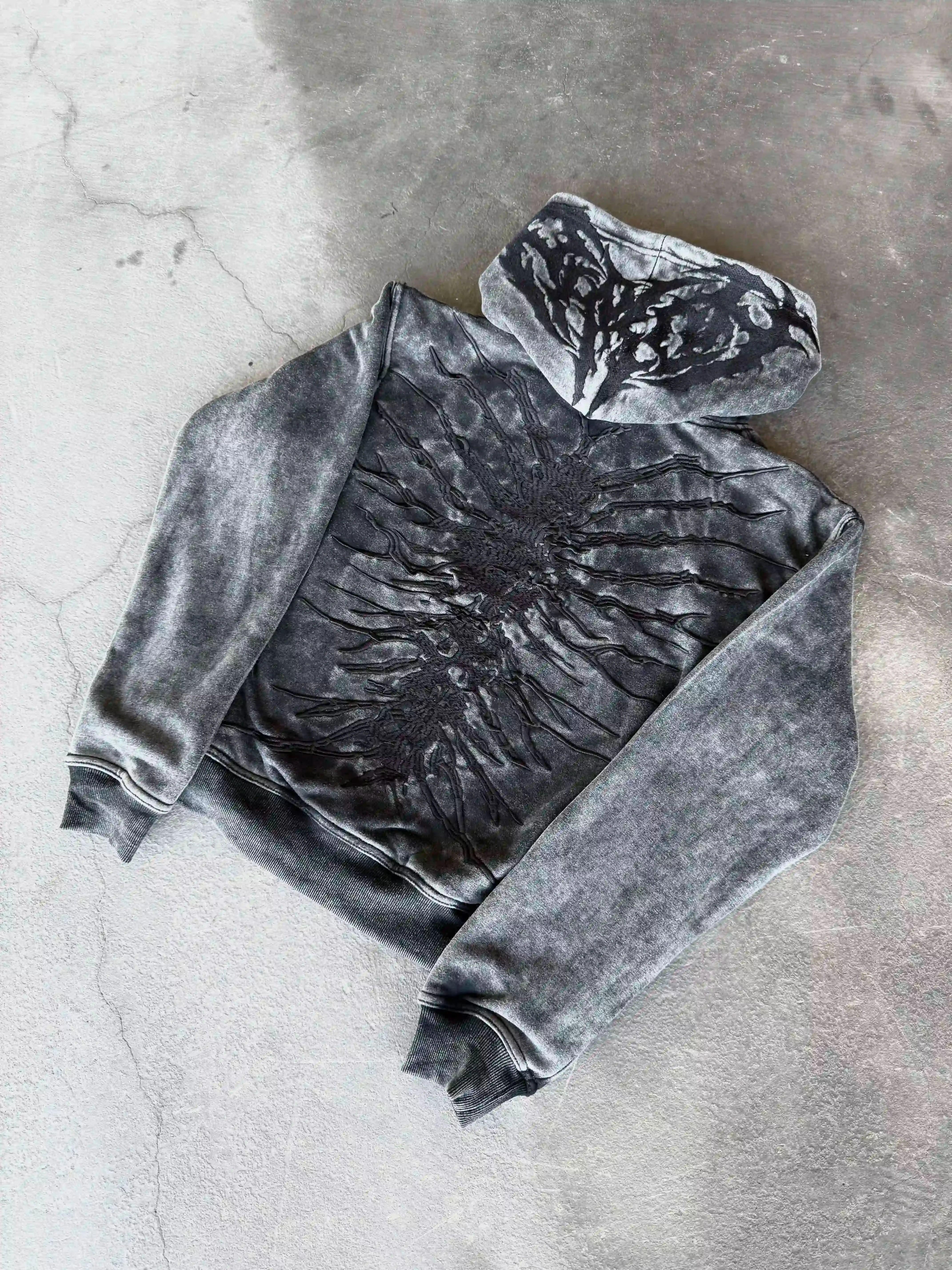 “Ghoul” ZIP-UP (Washed Black)-IYAMIUIO