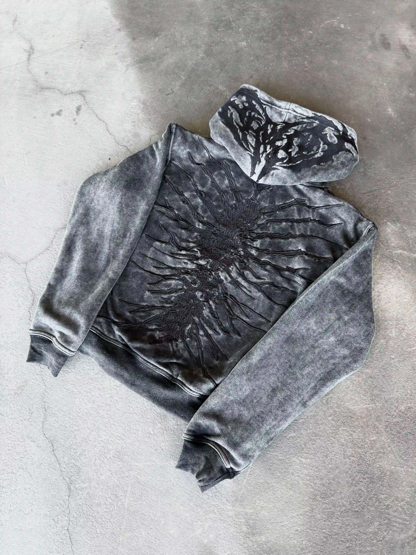 “Ghoul” ZIP-UP (Washed Black)-IYAMIUIO