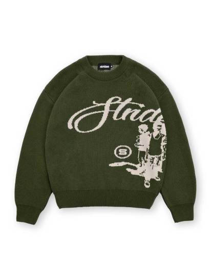 Echoes Knit Sweater Olive-IYAMIUIO