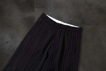WIDE-LEG DRESS PANTS (PINSTRIPED BLK/WHT)-IYAMIUIO