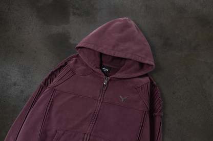 BIKER HOODIE (CRIMSON)-IYAMIUIO