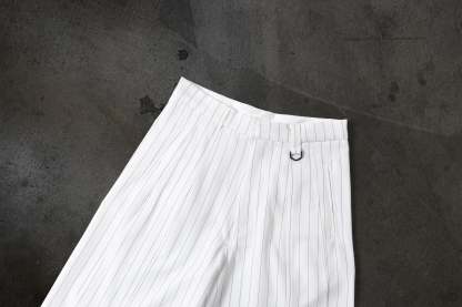 WIDE-LEG DRESS PANTS (PINSTRIPED WHT/BLK)-IYAMIUIO