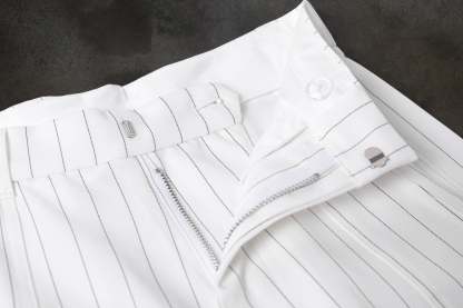 WIDE-LEG DRESS PANTS (PINSTRIPED WHT/BLK)-IYAMIUIO