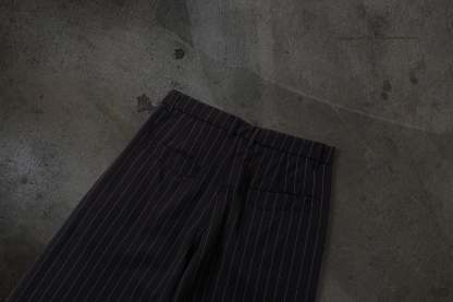 WIDE-LEG DRESS PANTS (PINSTRIPED BLK/WHT)-IYAMIUIO
