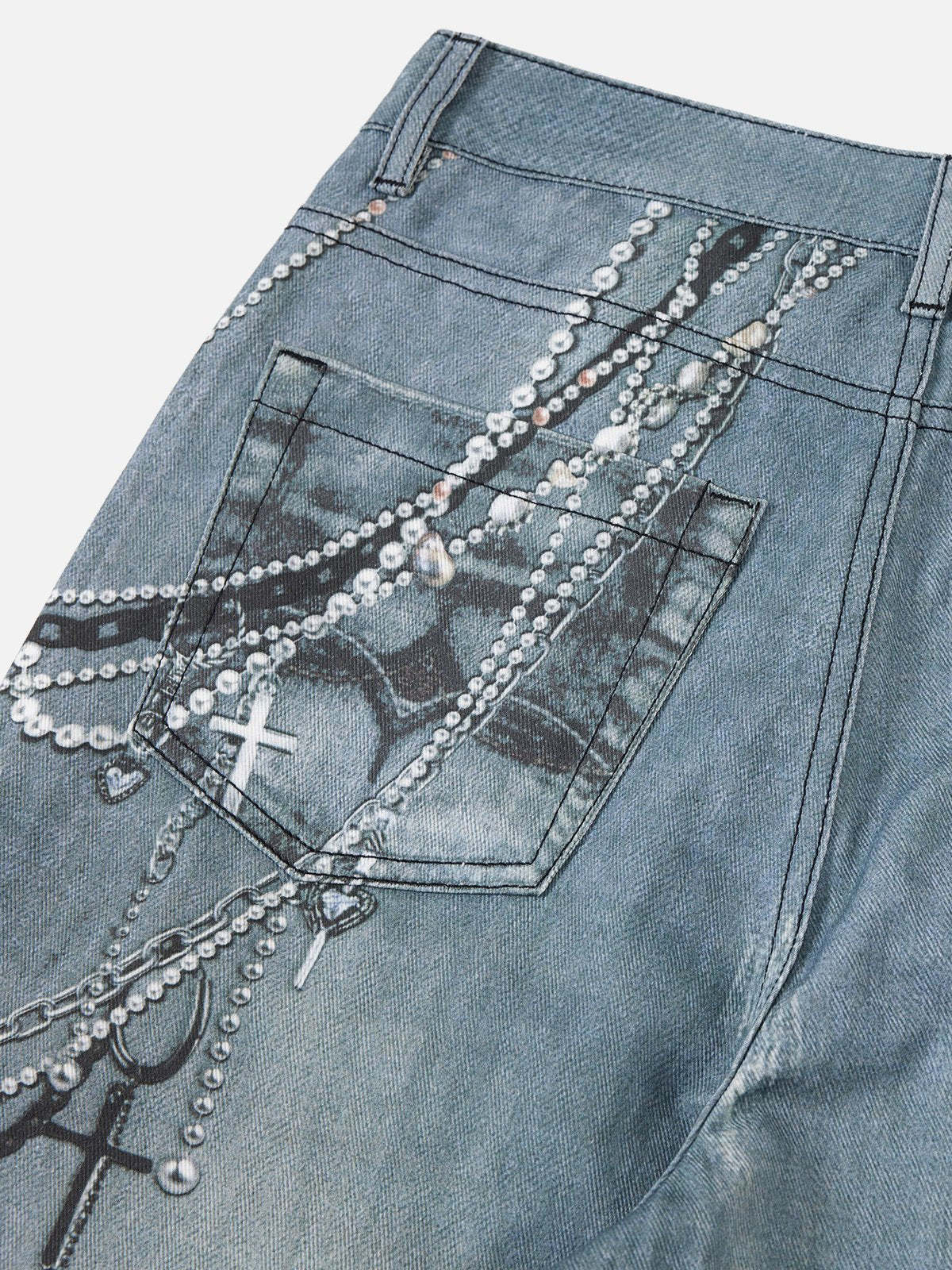 Aelfric Eden Chains Print Jeans-IYAMIUIO