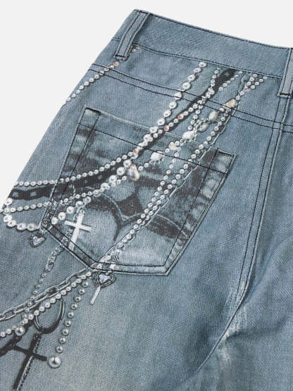 Aelfric Eden Chains Print Jeans-IYAMIUIO