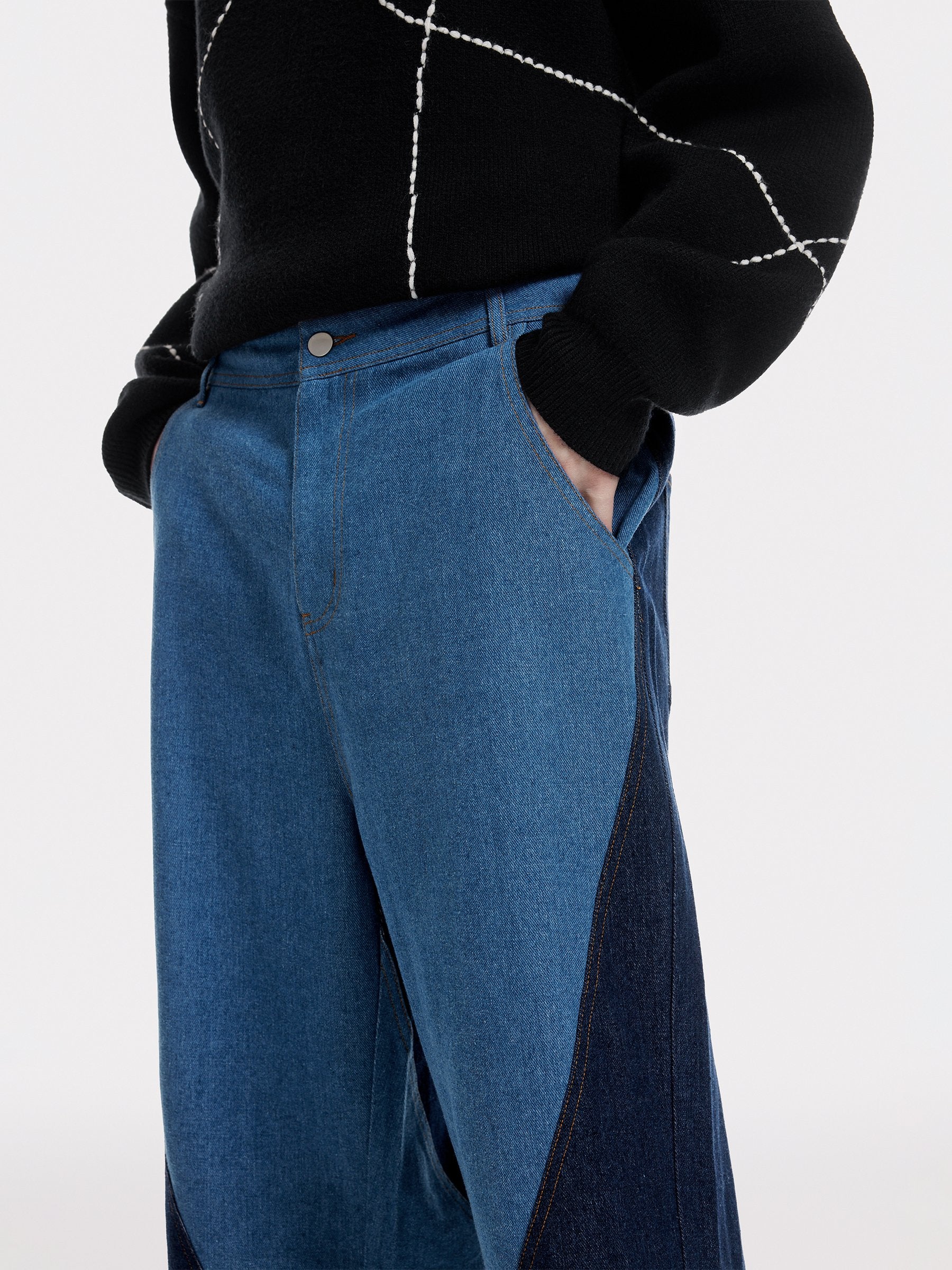 Aelfric Eden Color Blocking Patchwork Loose Jeans-IYAMIUIO