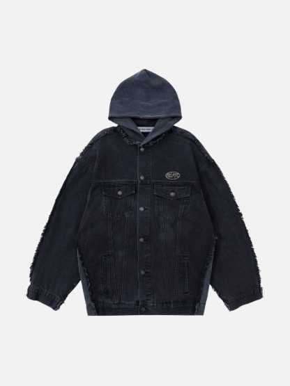 Aelfric Eden Washed Hooded Denim Jacket-IYAMIUIO