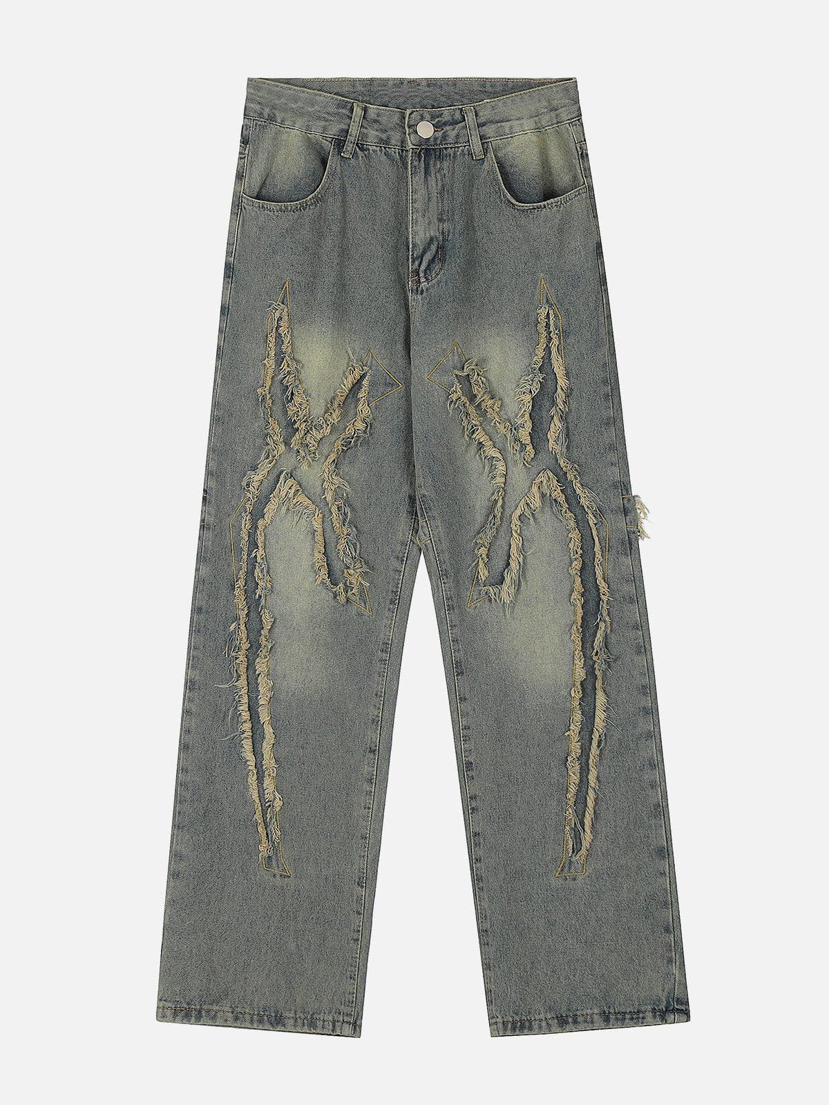Aelfric Eden Washed Fringe Jeans-IYAMIUIO