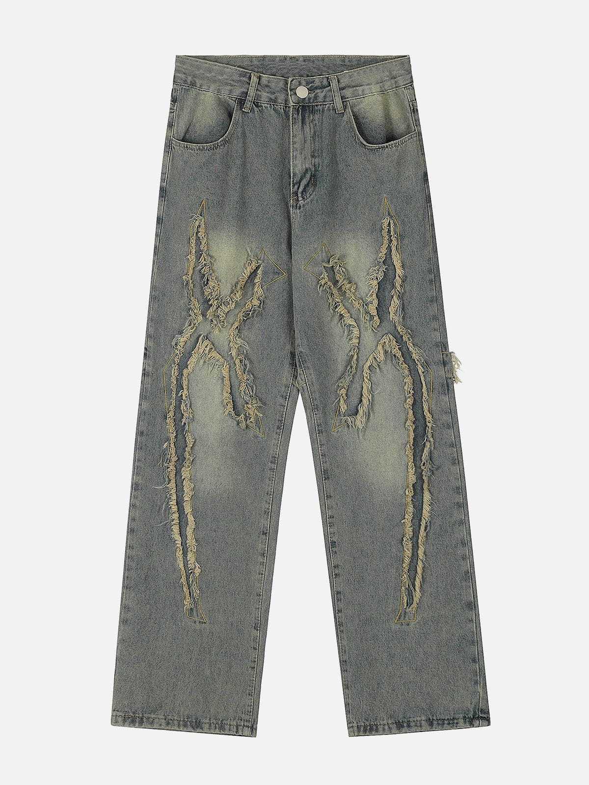 Aelfric Eden Washed Fringe Jeans-IYAMIUIO