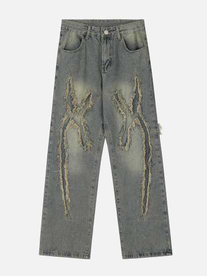 Aelfric Eden Washed Fringe Jeans-IYAMIUIO