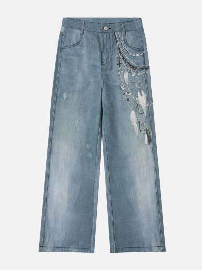 Aelfric Eden Chains Print Jeans-IYAMIUIO