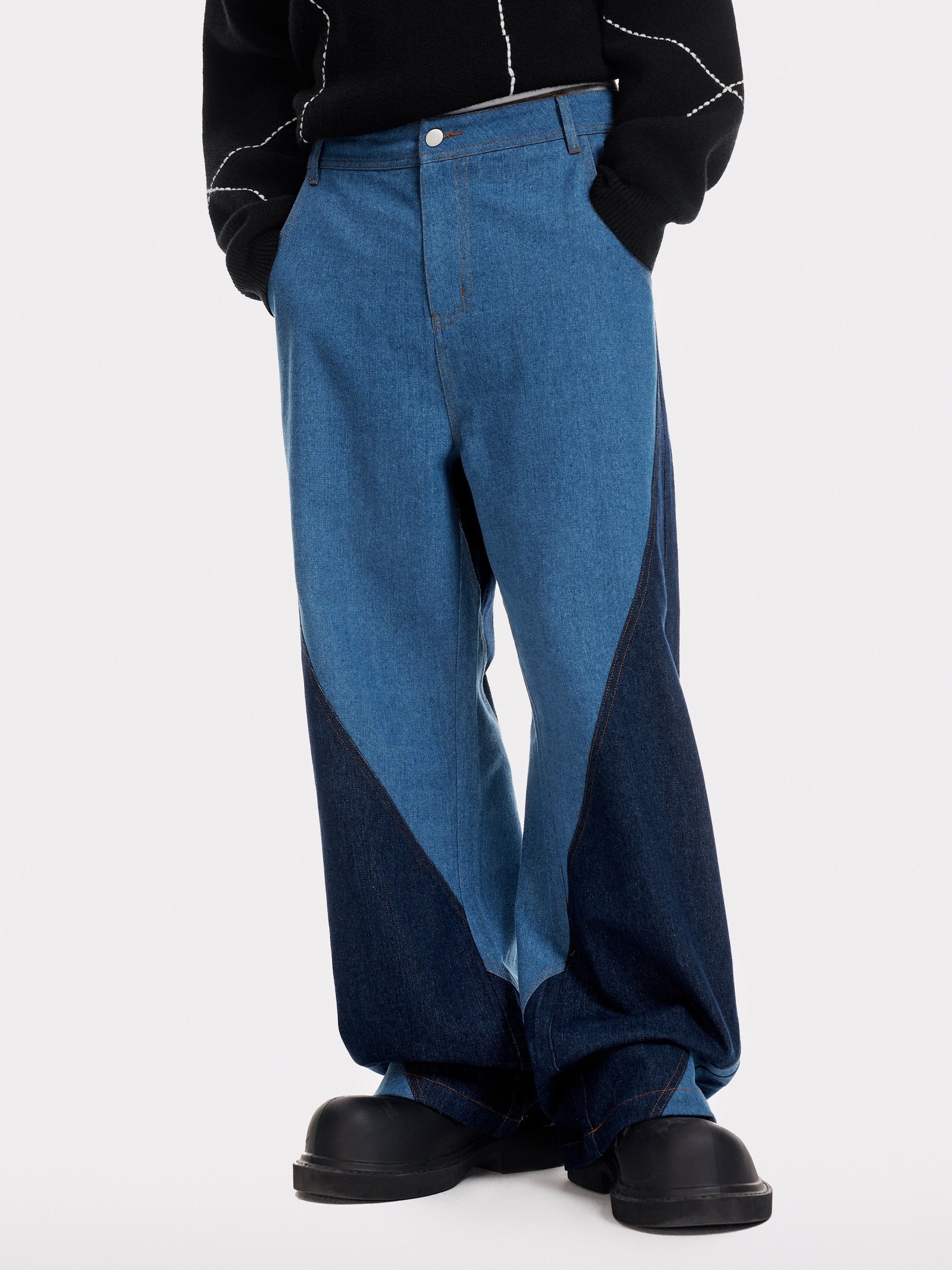 Aelfric Eden Color Blocking Patchwork Loose Jeans-IYAMIUIO