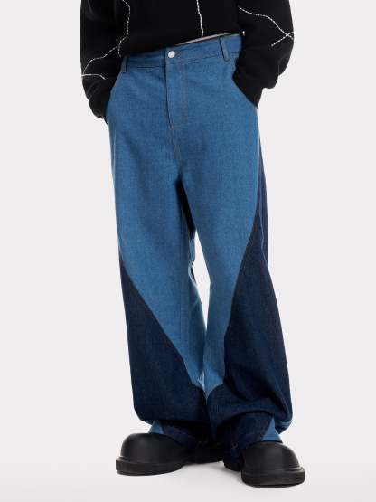 Aelfric Eden Color Blocking Patchwork Loose Jeans-IYAMIUIO