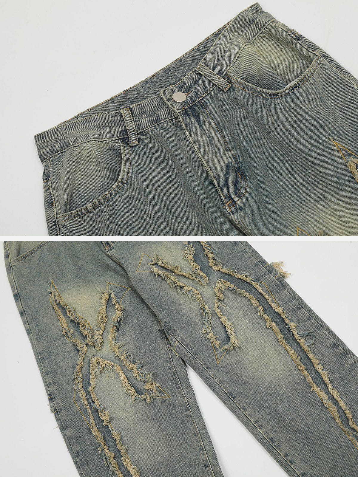 Aelfric Eden Washed Fringe Jeans-IYAMIUIO