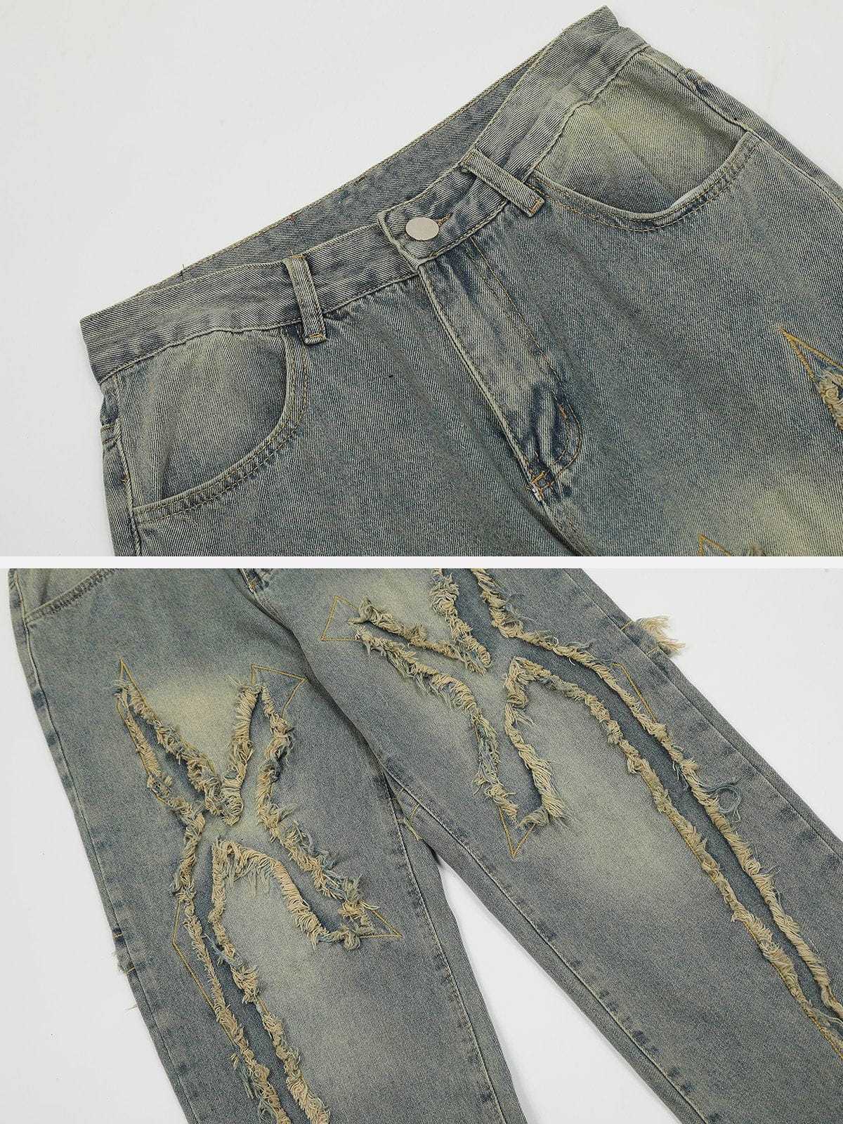 Aelfric Eden Washed Fringe Jeans-IYAMIUIO