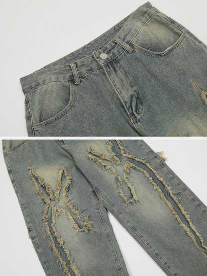 Aelfric Eden Washed Fringe Jeans-IYAMIUIO
