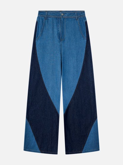 Aelfric Eden Color Blocking Patchwork Loose Jeans-IYAMIUIO