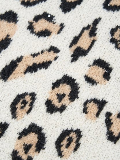 Aelfric Eden Apricot Leopard Print Sweater-IYAMIUIO