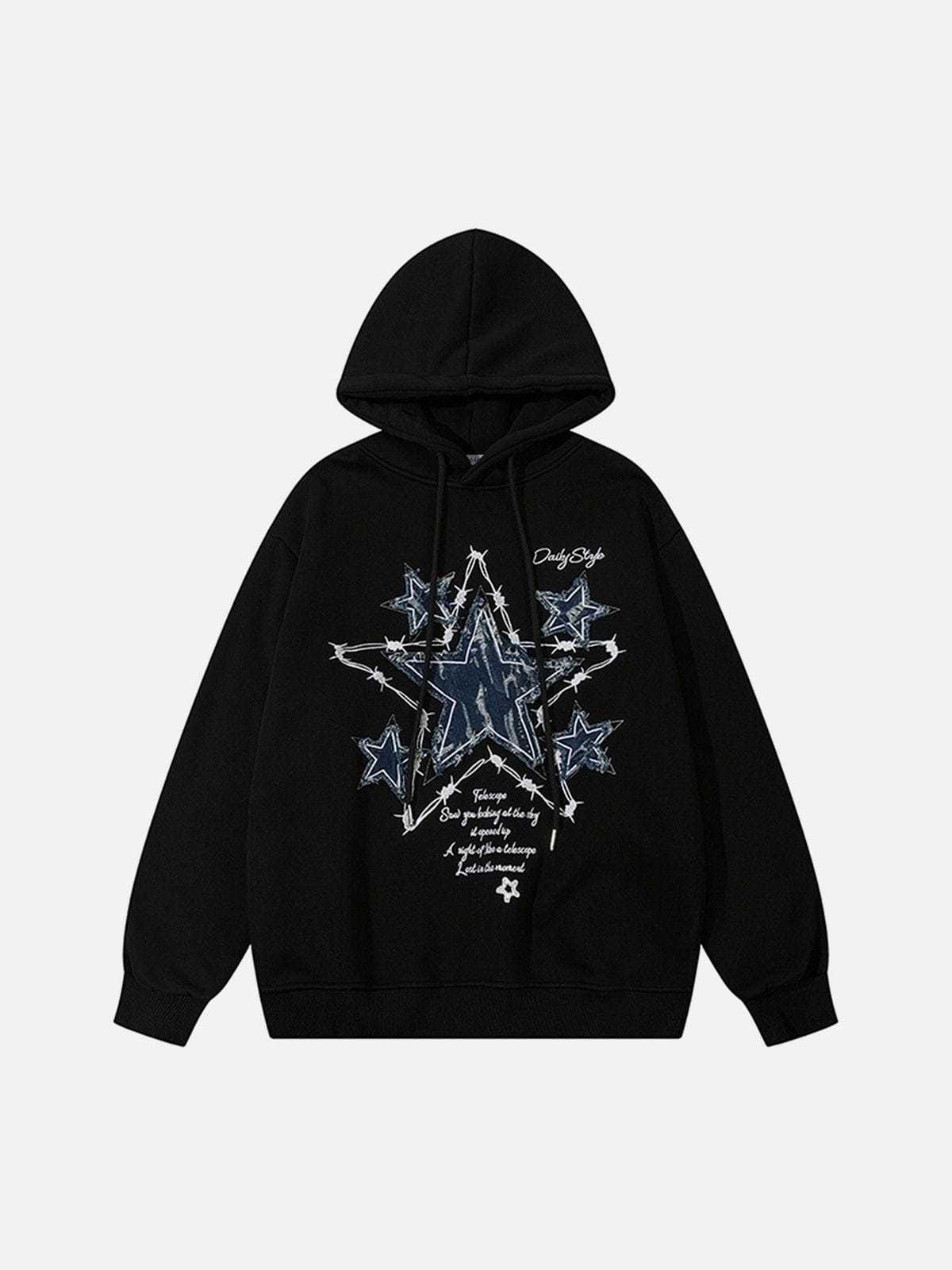 Aelfric Eden Applique Embroidery Star Hoodie-IYAMIUIO
