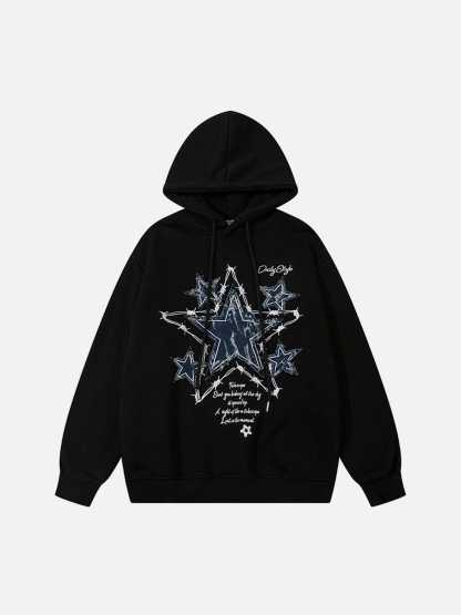 Aelfric Eden Applique Embroidery Star Hoodie-IYAMIUIO