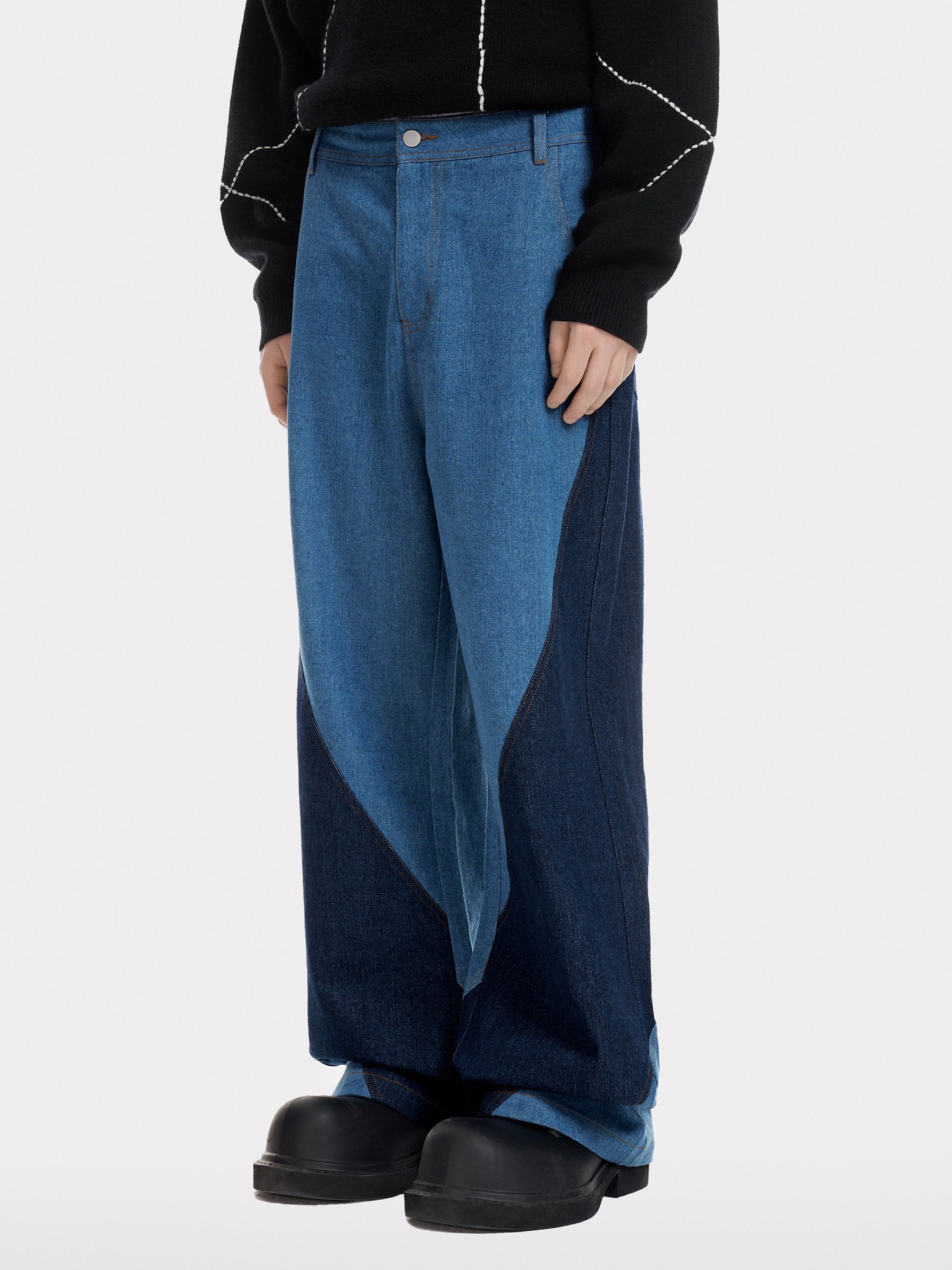 Aelfric Eden Color Blocking Patchwork Loose Jeans-IYAMIUIO