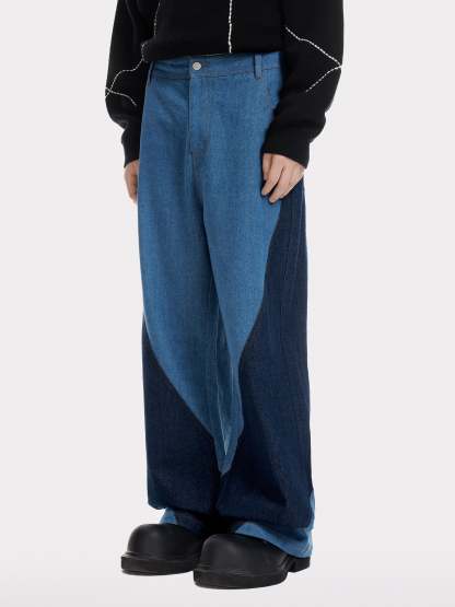 Aelfric Eden Color Blocking Patchwork Loose Jeans-IYAMIUIO