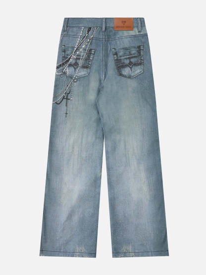 Aelfric Eden Chains Print Jeans-IYAMIUIO