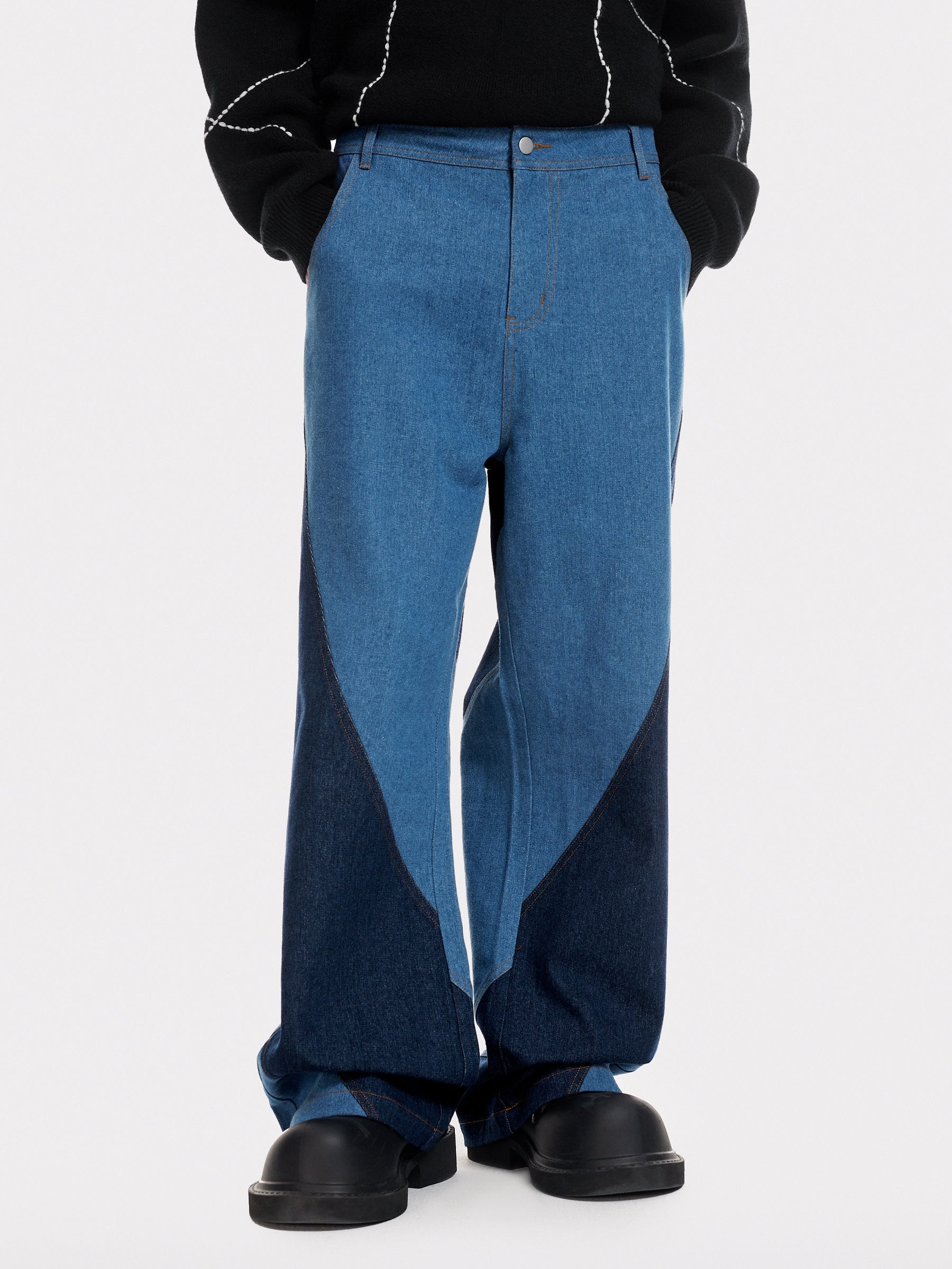 Aelfric Eden Color Blocking Patchwork Loose Jeans-IYAMIUIO