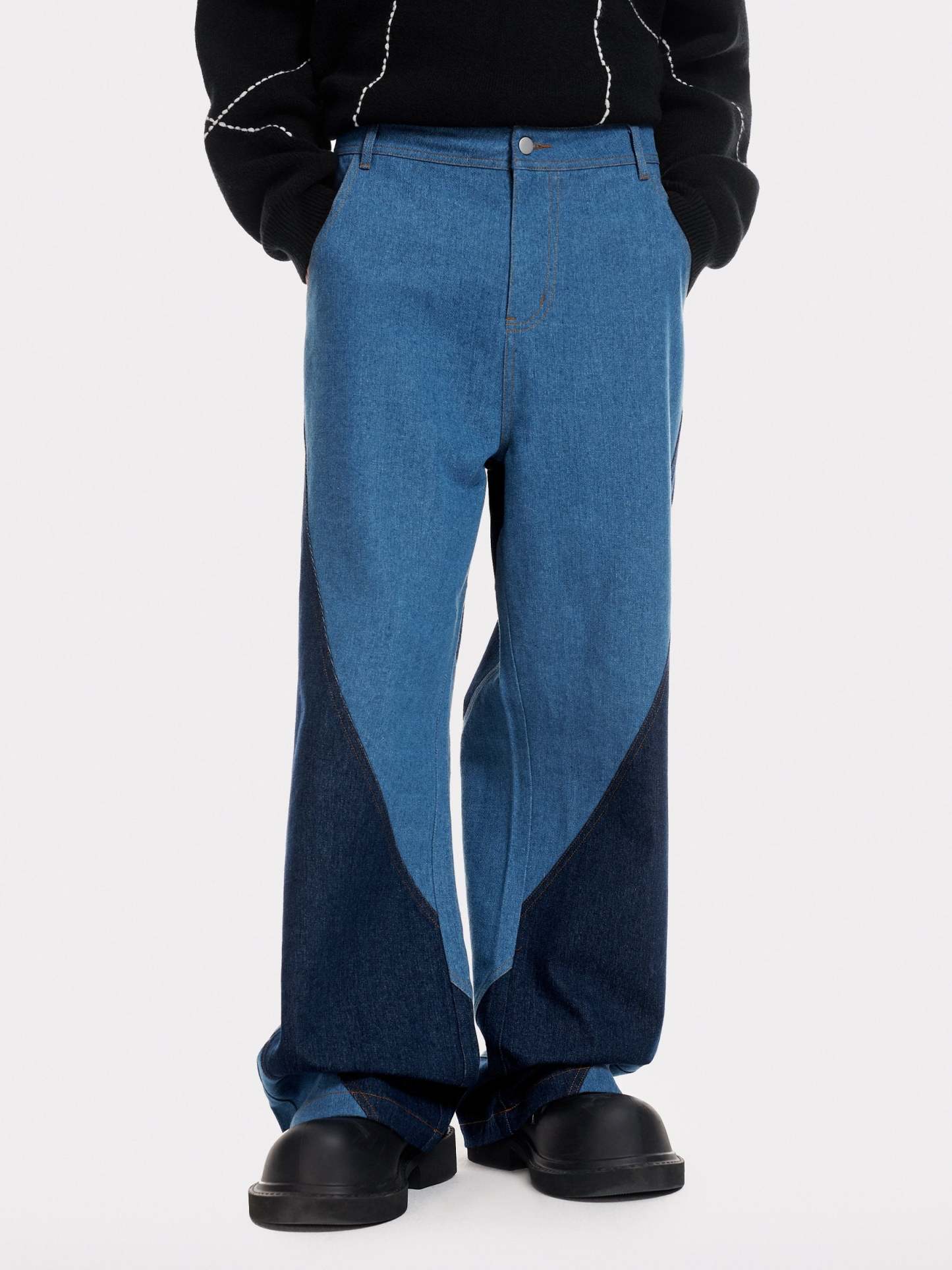 Aelfric Eden Color Blocking Patchwork Loose Jeans-IYAMIUIO