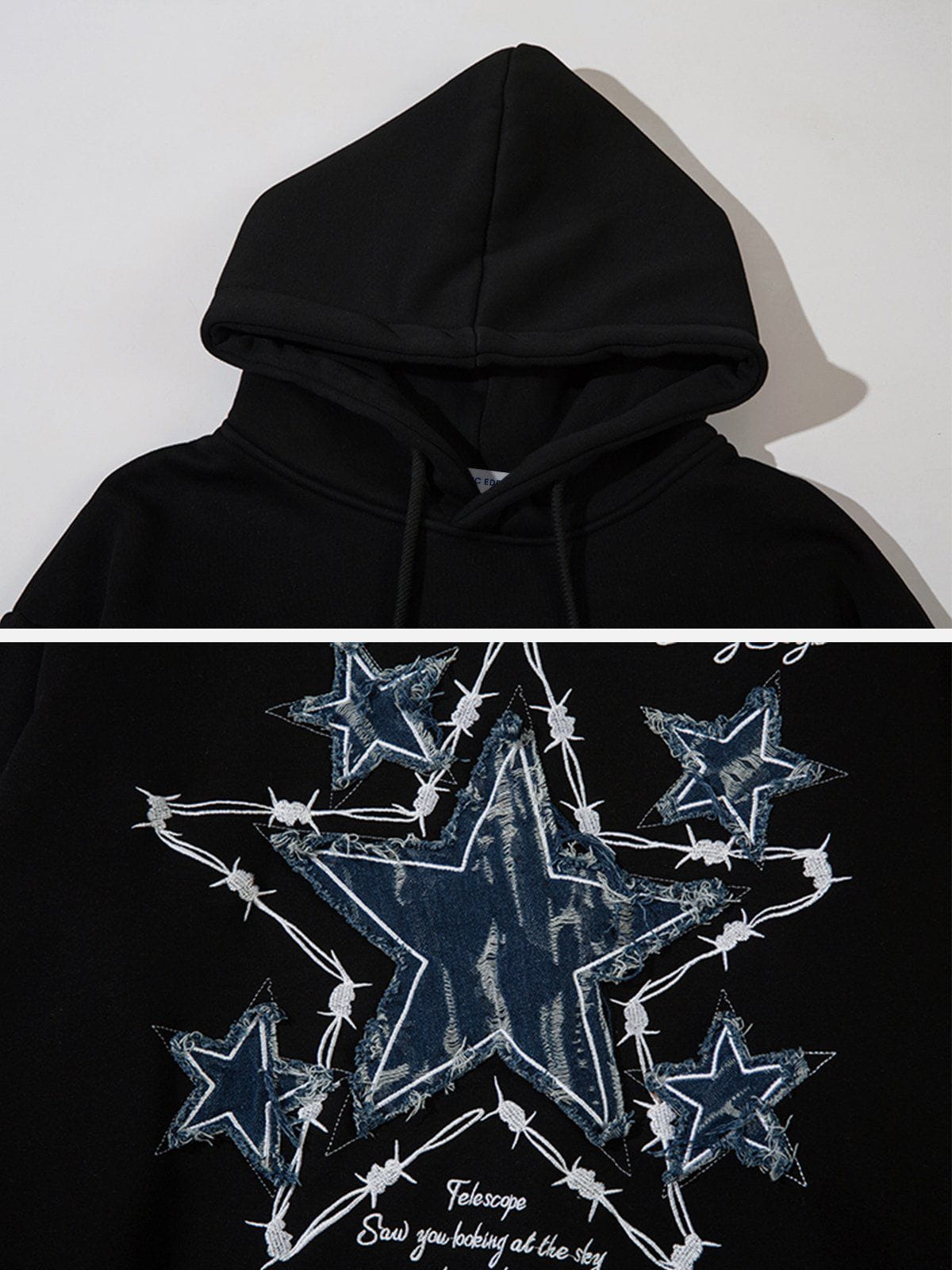 Aelfric Eden Applique Embroidery Star Hoodie-IYAMIUIO