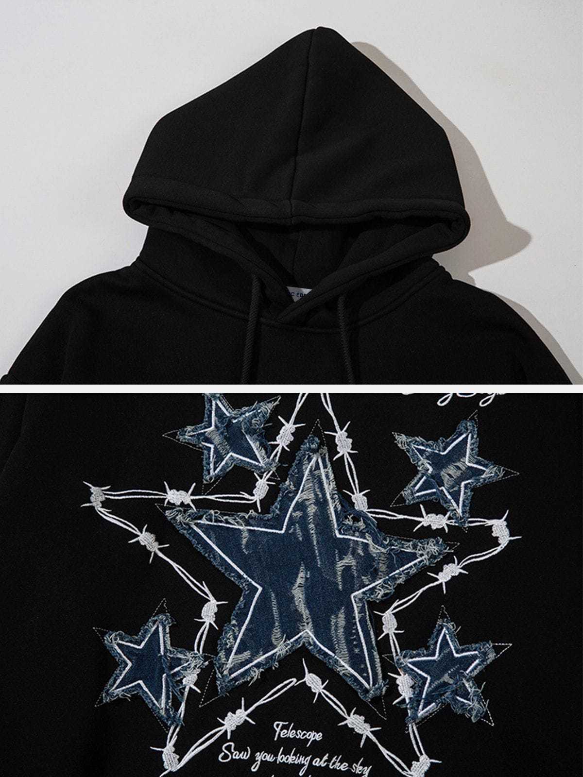 Aelfric Eden Applique Embroidery Star Hoodie-IYAMIUIO