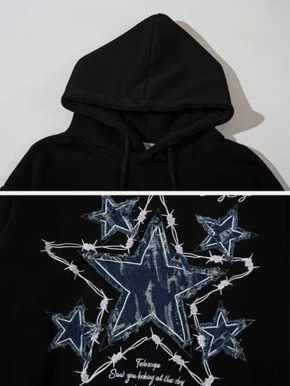 Aelfric Eden Applique Embroidery Star Hoodie-IYAMIUIO