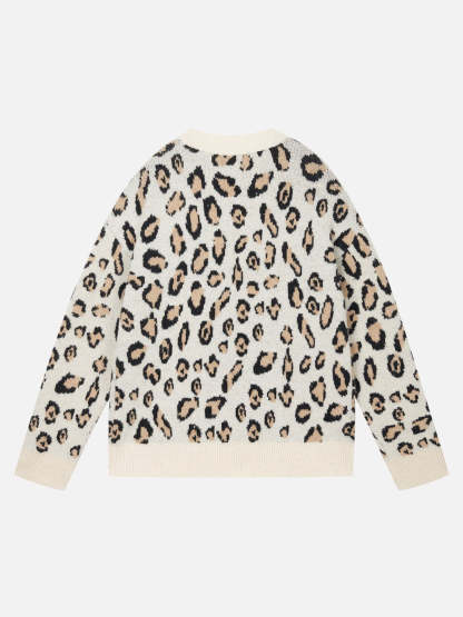 Aelfric Eden Apricot Leopard Print Sweater-IYAMIUIO