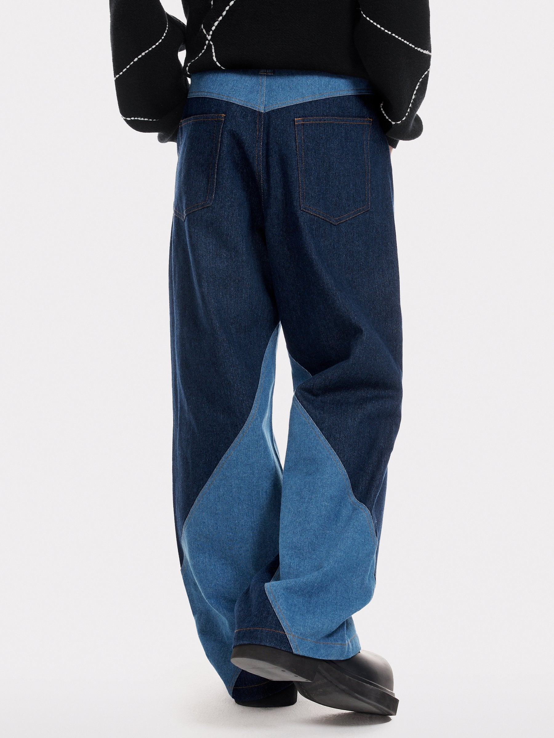 Aelfric Eden Color Blocking Patchwork Loose Jeans-IYAMIUIO