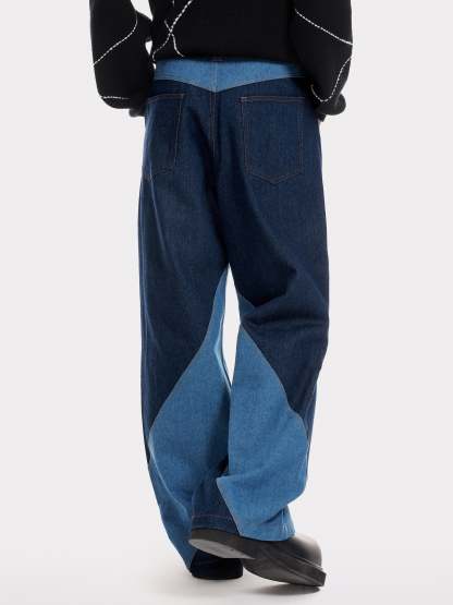 Aelfric Eden Color Blocking Patchwork Loose Jeans-IYAMIUIO