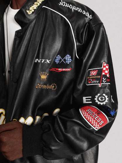 Aelfric Eden Letter-Embroidered Racing Jacket-IYAMIUIO