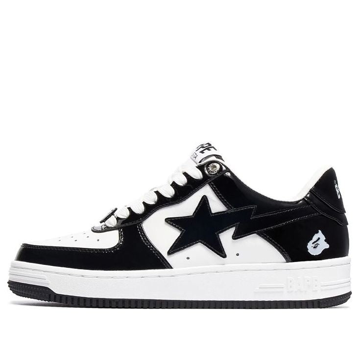 A Bathing Ape Bape Sta Patent Leather 'Black White' 1I70-191-002-BLACK-IYAMIUIO