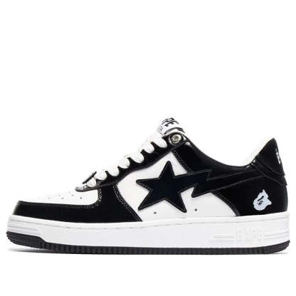 A Bathing Ape Bape Sta Patent Leather 'Black White' 1I70-191-002-BLACK-IYAMIUIO